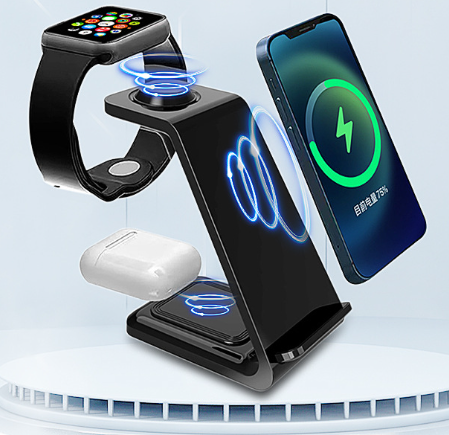 3-in-1 Wireless Fast Charging Station - Smartphone, Smartwatch and Headphones