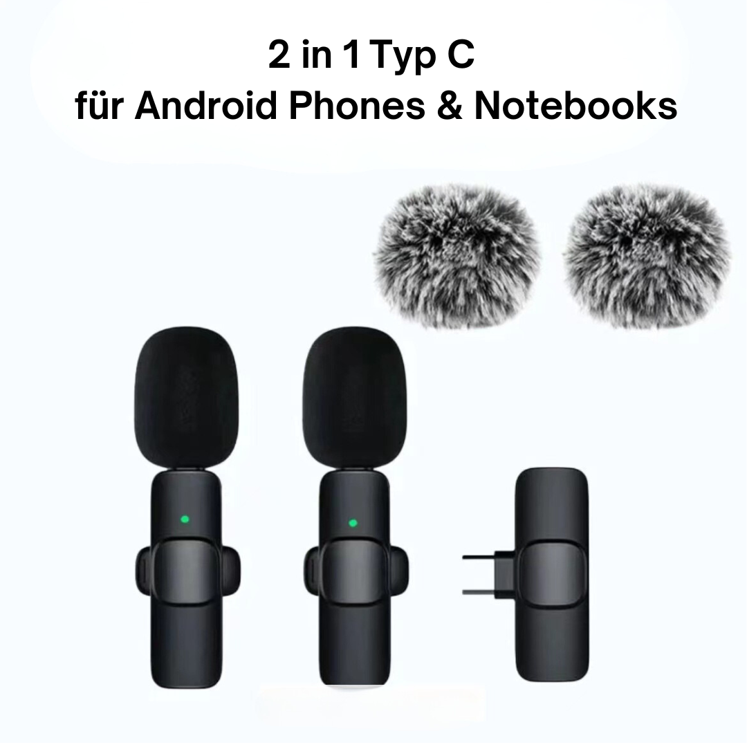 Wireless mini clip-on microphone for IOS and Android