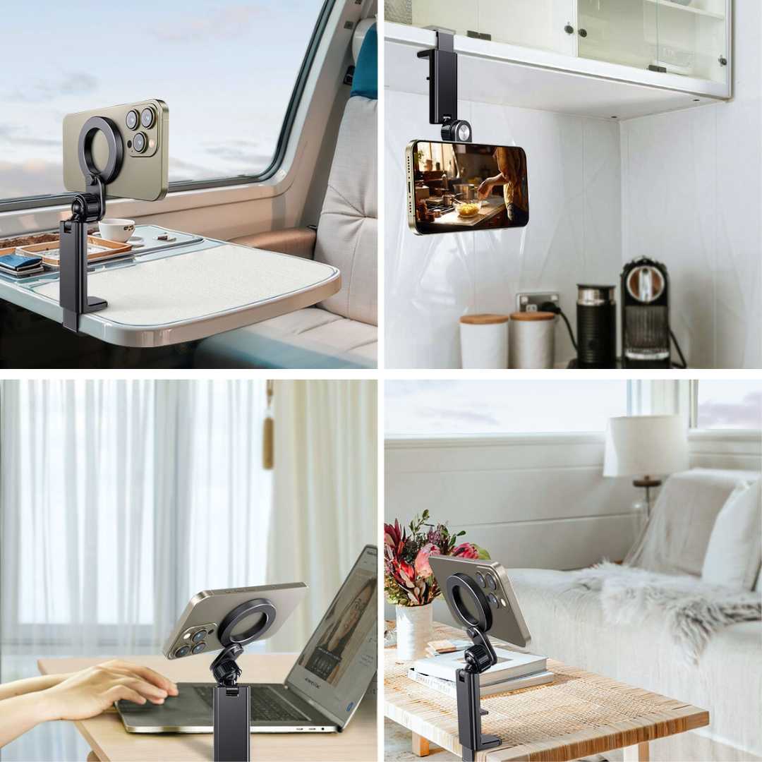 Magnetic iPhone holder for airplane and train