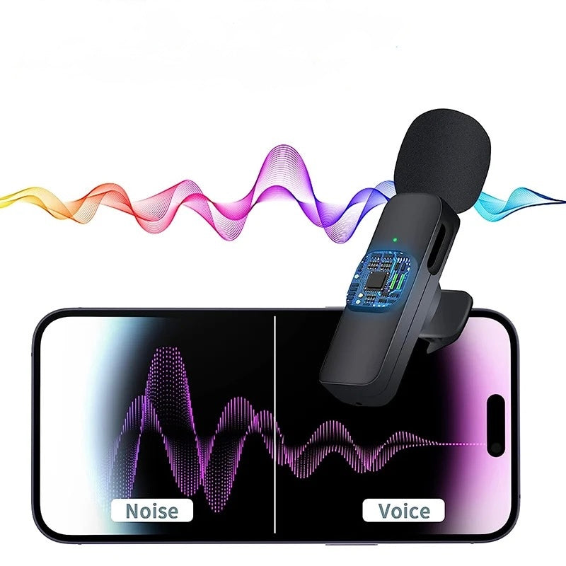 Wireless mini clip-on microphone for IOS and Android