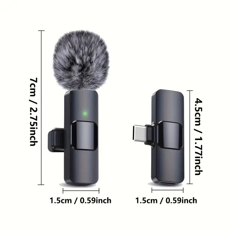Wireless mini clip-on microphone for IOS and Android